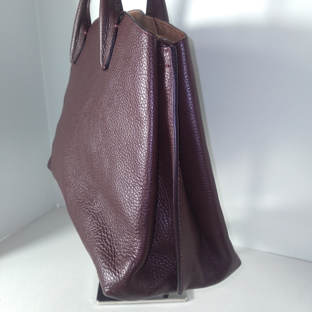 IACUCCI Made In Italy Burgundy Pebbled Leather Satchel Bag - Picture 11 of 13